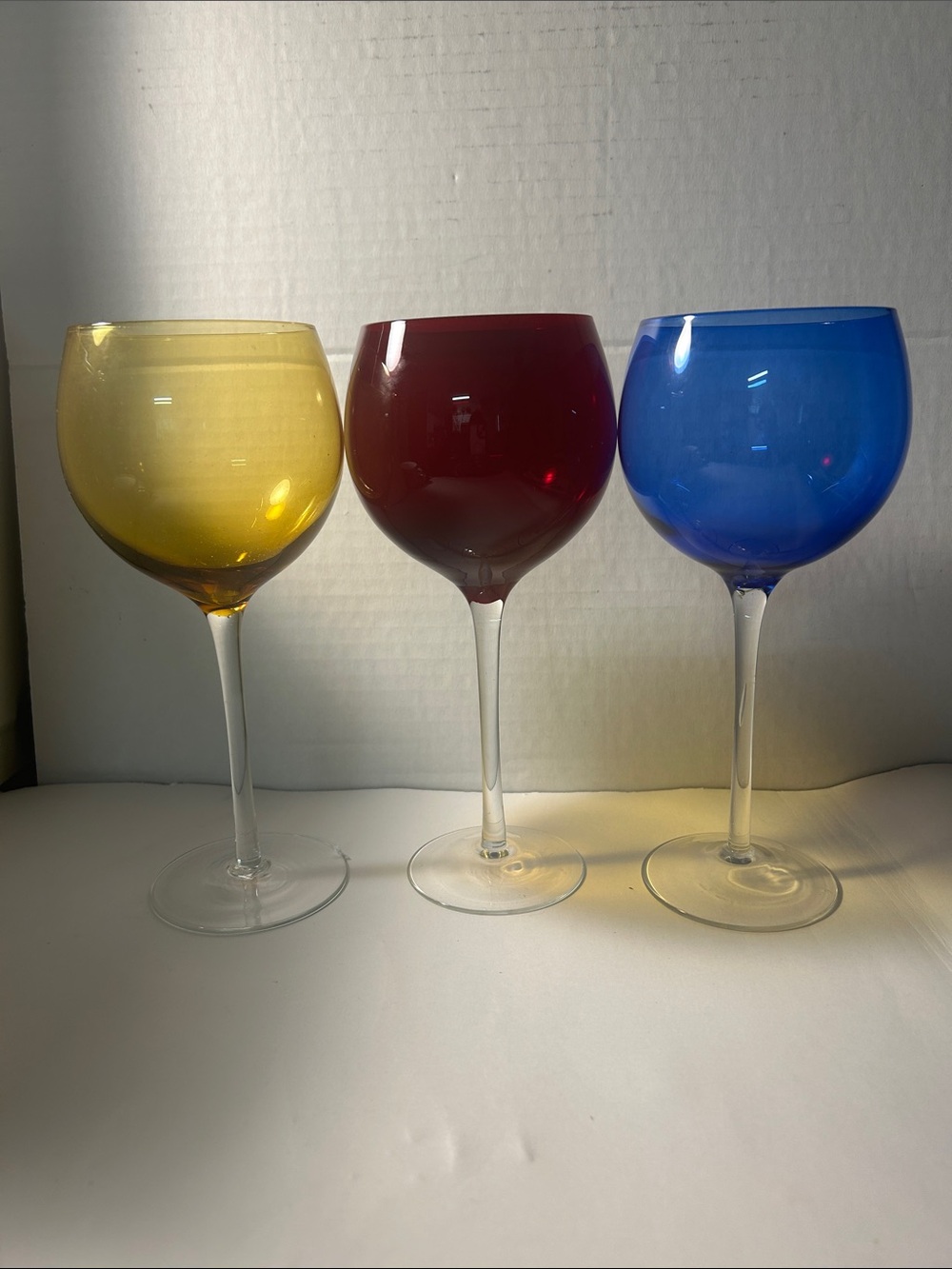 Lenox Colored Balloon Wine Glasses in Yellow, Red, Blue